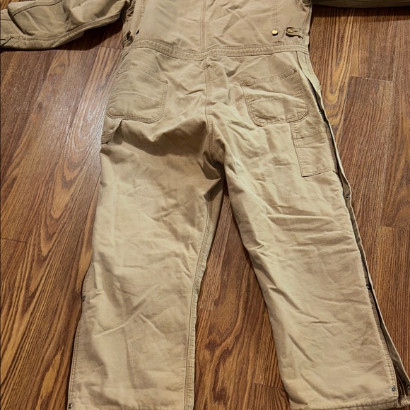 Vintage Carhartt Insulated Lined Winter Coveralls Size XXL 30L Regular Tan Brown - Picture 11 of 16